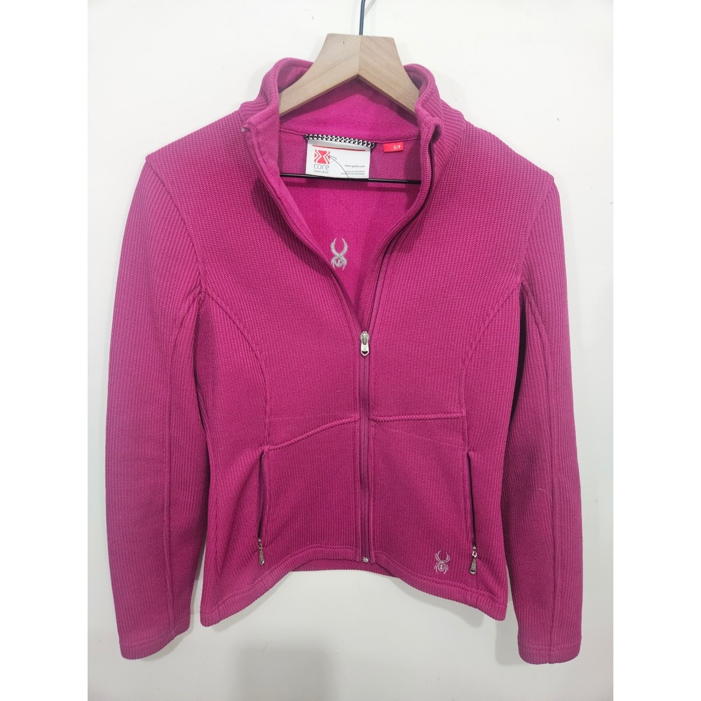 Spyder Core Sweater Women S Pink Full Zip Knit Jacket Ski Après Y2K Hiking